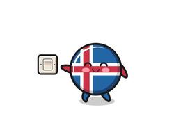 a bandeira da Islândia dos desenhos animados está desligando a luz vetor