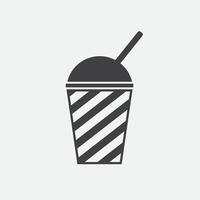 copo shake bebida gelada com ícone de vetor de palha. bebida fria simples pictograma isolado.