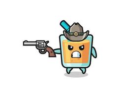 o cowboy de suco de laranja atirando com uma arma vetor