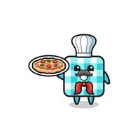 personagem de toalha de mesa quadriculada como mascote do chef italiano