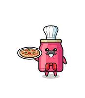 personagem de geléia de morango como mascote chef italiano vetor