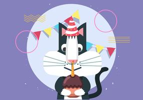 Feliz aniversário gato animal vetor