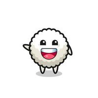 personagem de mascote bonito de bola de arroz feliz vetor