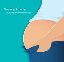 conceito de excesso de peso, ilustração vetorial de gordura da barriga