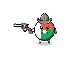 o cowboy da bandeira de madagascar atirando com uma arma vetor