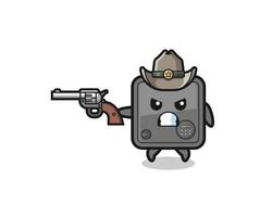 o cowboy do cofre atirando com uma arma vetor