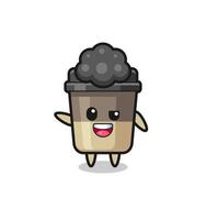 personagem de xícara de café como o menino afro vetor