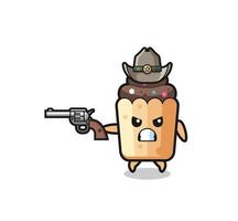 o cupcake cowboy atirando com uma arma vetor