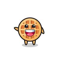 personagem de mascote bonito de waffle de círculo feliz vetor