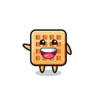 personagem de mascote fofo de waffle feliz vetor