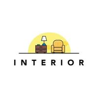 ilustração de interiores design vetorial logotipo arte minimalista vetor