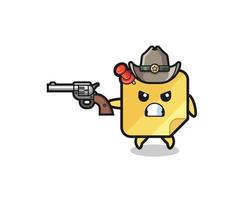 o cowboy de notas autoadesivas atirando com uma arma vetor