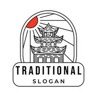 pagode logotipo japonês vetor linha arte ilustração minimalista design criativo