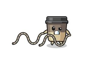 ilustração de xícara de café fazendo treino de corda de batalha vetor