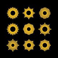conjunto de vetores de elemento de design de flor de sol criativo