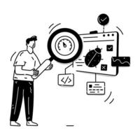 monitoramento de dados online, ilustração desenhada à mão de serviços remotos vetor