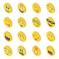 emoticons com diferentes expressões faciais vetor