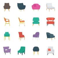 diferentes tipos de cadeiras e coleção de sofás vetor