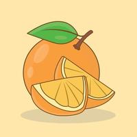 fruta laranja doce isolada em fundo creme vetor