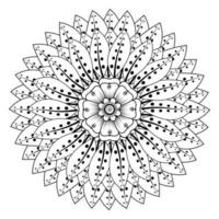 padrão circular em forma de mandala para henna, mehndi, tatuagem, decoração. ornamento decorativo em estilo oriental étnico. página do livro para colorir. vetor