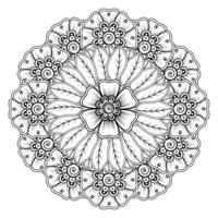 padrão circular em forma de mandala para henna, mehndi, tatuagem, decoração. ornamento decorativo em estilo oriental étnico. página do livro para colorir. vetor