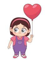 menina com coração de balão vetor