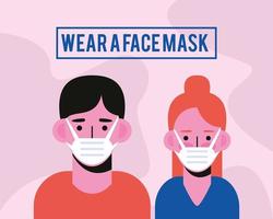 usar uma máscara facial vetor