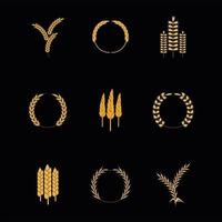 nove ícones de espigas de trigo vetor