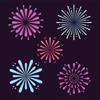 cinco ícones coloridos de fogos de artifício vetor