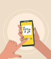 ouvir música no smartphone vetor