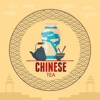 chá chinês e jarra vetor