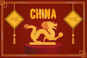 dragão dourado da cultura chinesa vetor