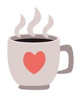 xícara de café com coração vetor