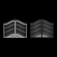 conjunto de contorno de ícone de portões forjados imagem de estilo plano de ilustração vetorial de cor branca vetor