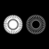 contorno de ícone de sol de flor de girassol definir imagem de estilo plano de ilustração vetorial de cor branca vetor