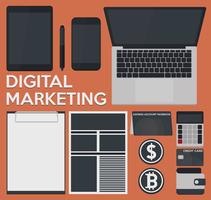 Conceito de marketing digital em um design plano vetor