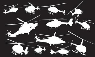 design de ilustração vetorial da coleção de fundo preto e branco de helicóptero vetor