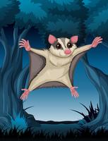 Possum voador na floresta vetor