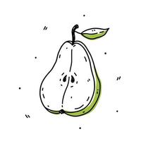 pêra fatiada isolada no fundo branco. alimentos saudáveis orgânicos. ilustração vetorial desenhada à mão em estilo doodle. perfeito para cartões, logotipo, decorações, vários designs. vetor