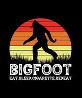 modelo de vetor de bigfoot comer cigarro