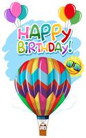 Cartão de aniversário do balão de ar quente vetor