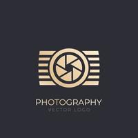 logotipo de vetor de fotografia, ouro no escuro