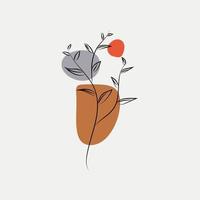 arte de linha de minimalismo. decoração moderna para impressão. design de arte de parede botânica para impressão, pôster, capa, papel de parede, mínimo, pôsteres, arte de parede, sacola, impressão de camiseta, adesivo e natural. vetor