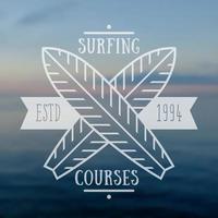 emblema de cursos de surf, sinal transparente, ilustração vetorial vetor