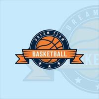 basquete logotipo moderno vetor vintage ilustração modelo ícone design gráfico. sinal esportivo ou símbolo para competição de liga de equipes e clubes com distintivo e tipografia
