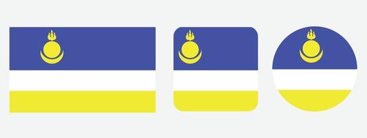 ícone de bandeira da Burácia. conjunto de ícones da web. coleção de ícones plana. ilustração vetorial simples. vetor