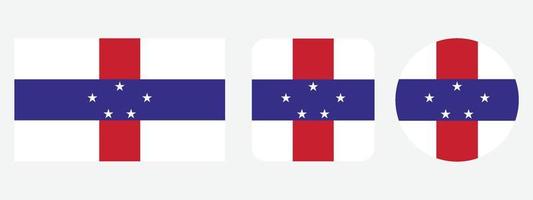 ícone de bandeira das Antilhas Holandesas. conjunto de ícones da web. coleção de ícones plana. ilustração vetorial simples. vetor