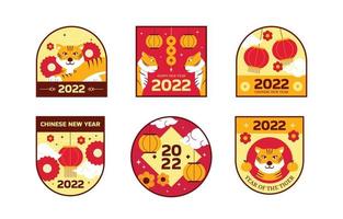 conjunto de adesivos de ano novo chinês de 2022 vetor