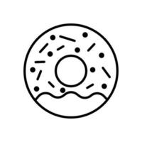 rosquinha, rosquinha com glacê e granulado design de ícone de vetor de arte de linha para aplicativos e sites de comida.
