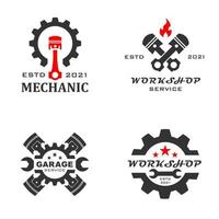 oficina mecânica logotipo vintage vetor